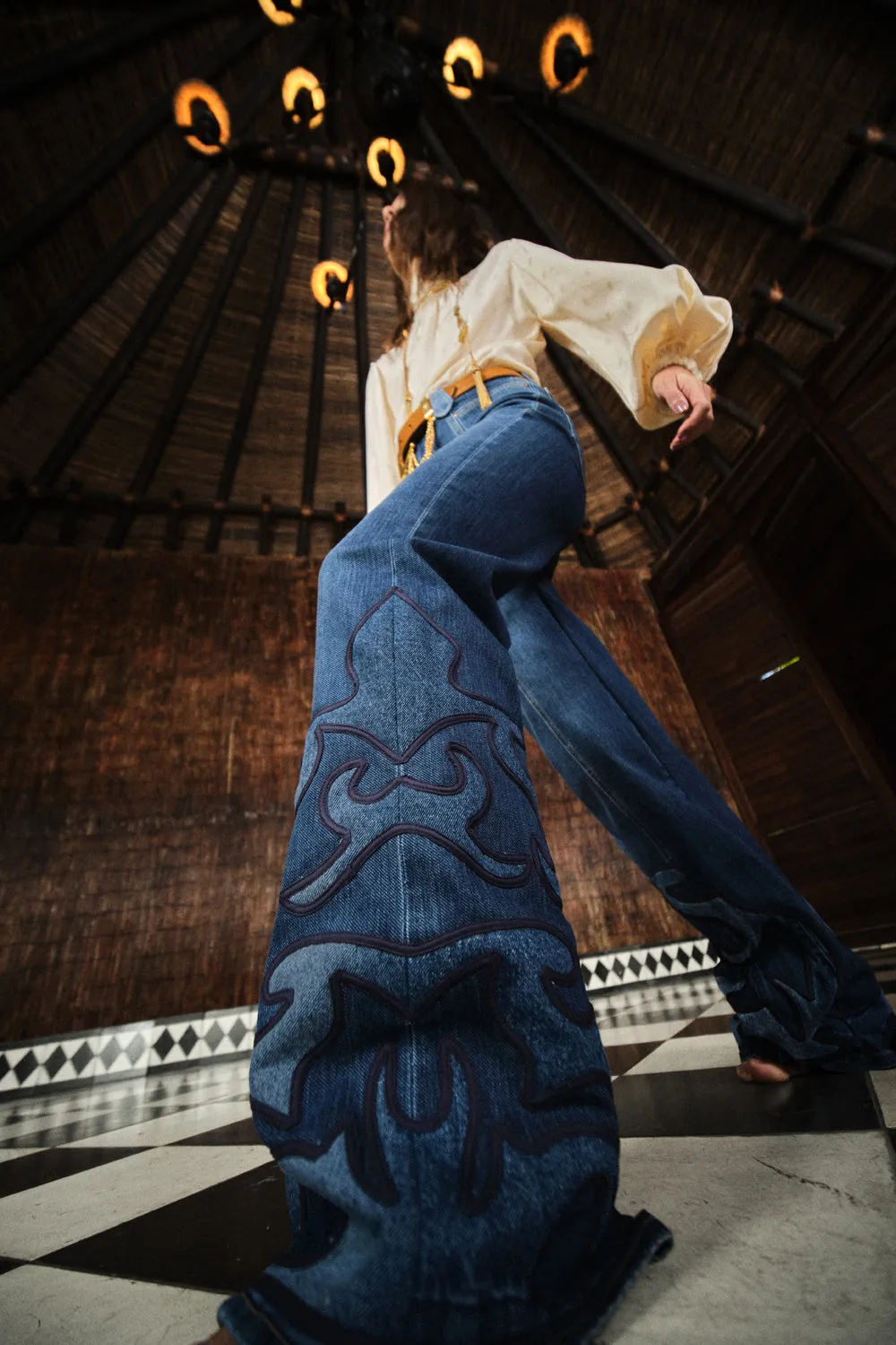 Johanna Ortiz Edge Stitch pantaloni jeans denim blu