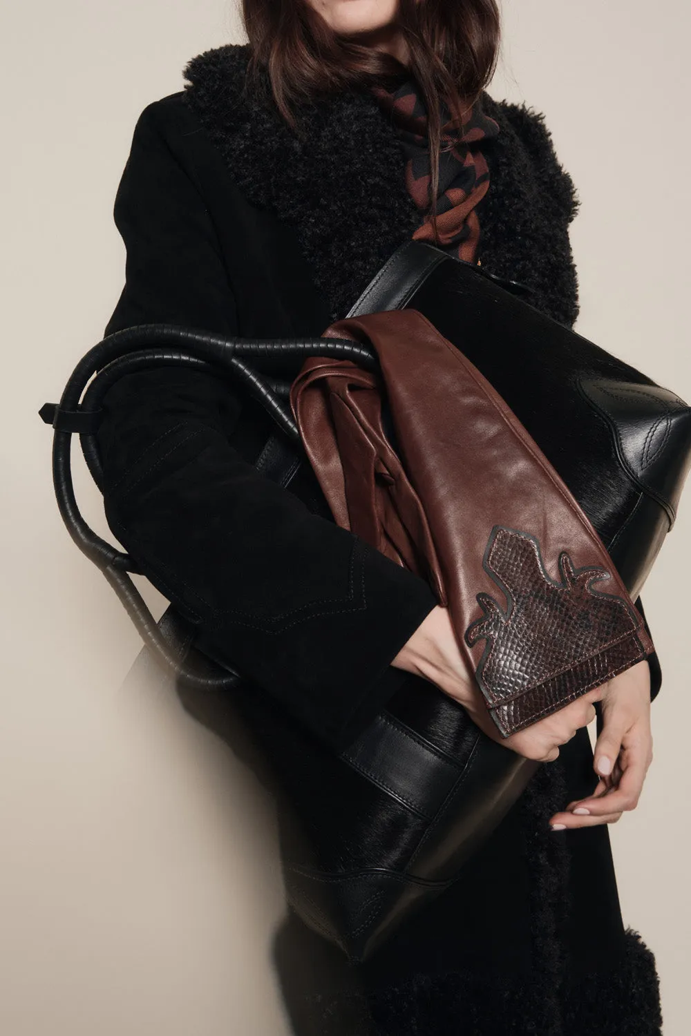 Johanna Ortiz Cardinal Elegance guanti marrone pelle