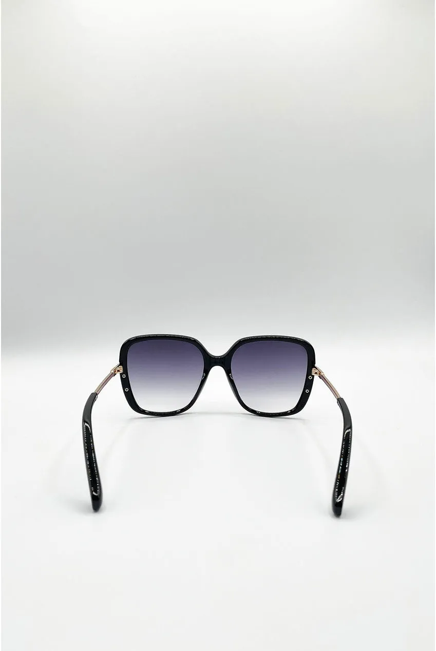 SVNX Square occhiali da sole oversize neri montatura oro