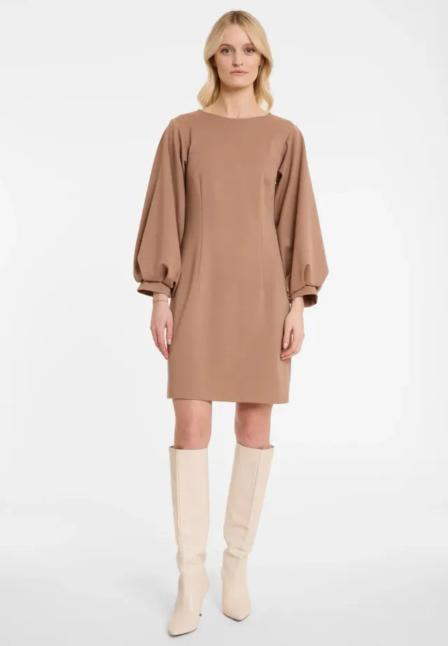 Ana Alcazar Aholi mini abito beige jersey aderente