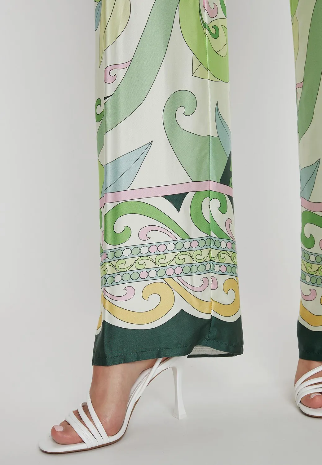 Ana Alcazar Pecosa pantaloni satin fantasia floreale