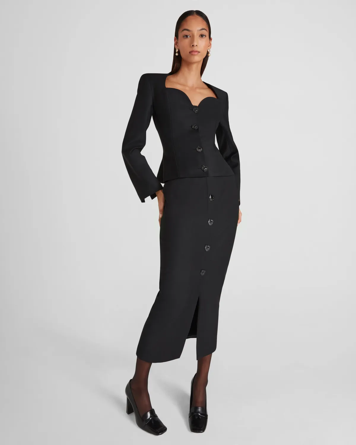 Violante Nessi L'Eclaireur blusa nera lana crepe