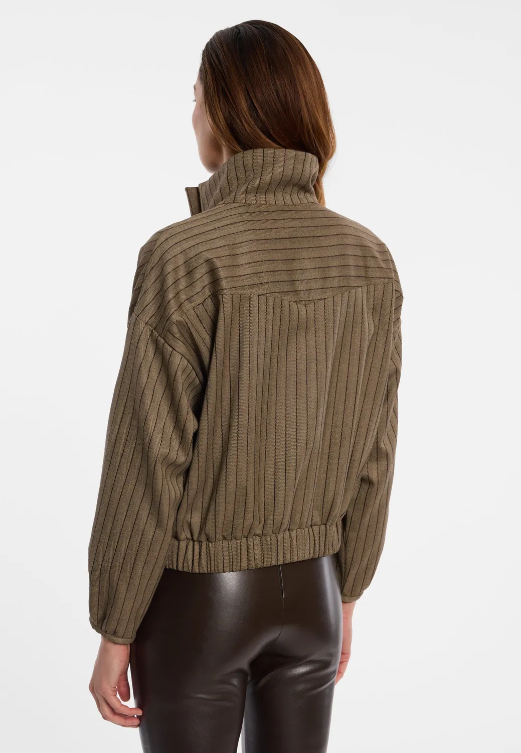Ana Alcazar Enliva giacca blouson kaki gessato