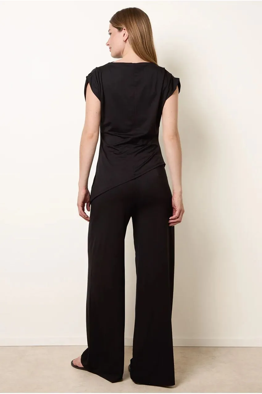 Blue Vanilla set jersey nero S/M top + pantaloni palazzo