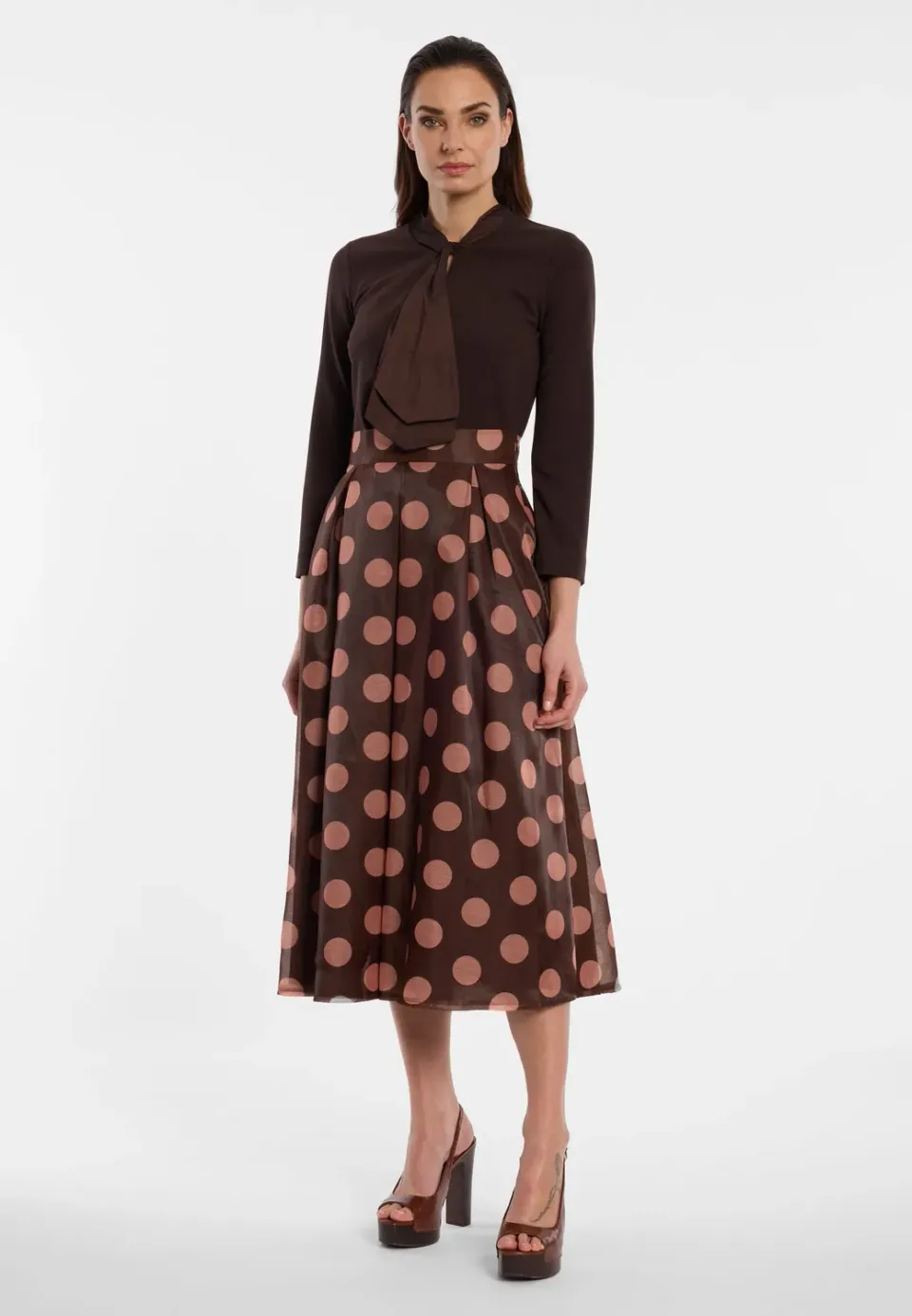 Ana Alcazar Eliranda gonna plisse midi pois