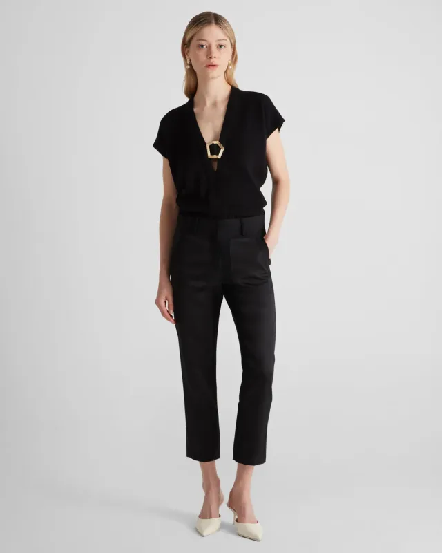 Violante Nessi Kooning top nero cashmere scollo V