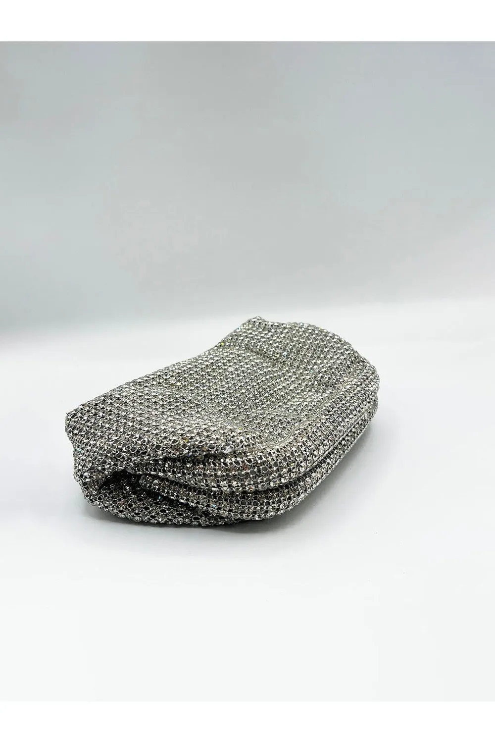 SVNX Crystal Pouch clutch argento pochette sera