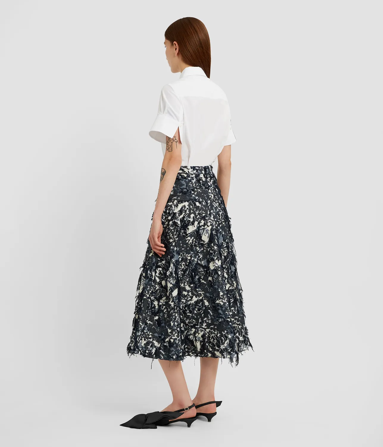 Erdem camicia bianca cotone applique fiore manica corta