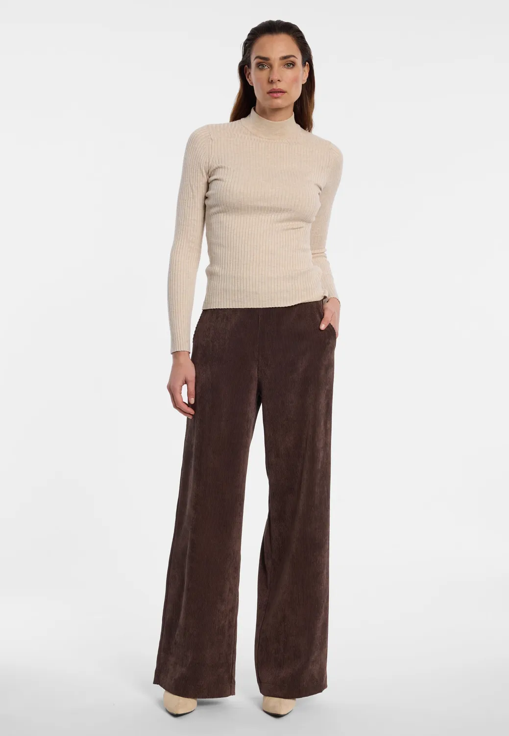 Ana Alcazar Enliria pantaloni velluto marrone palazzo
