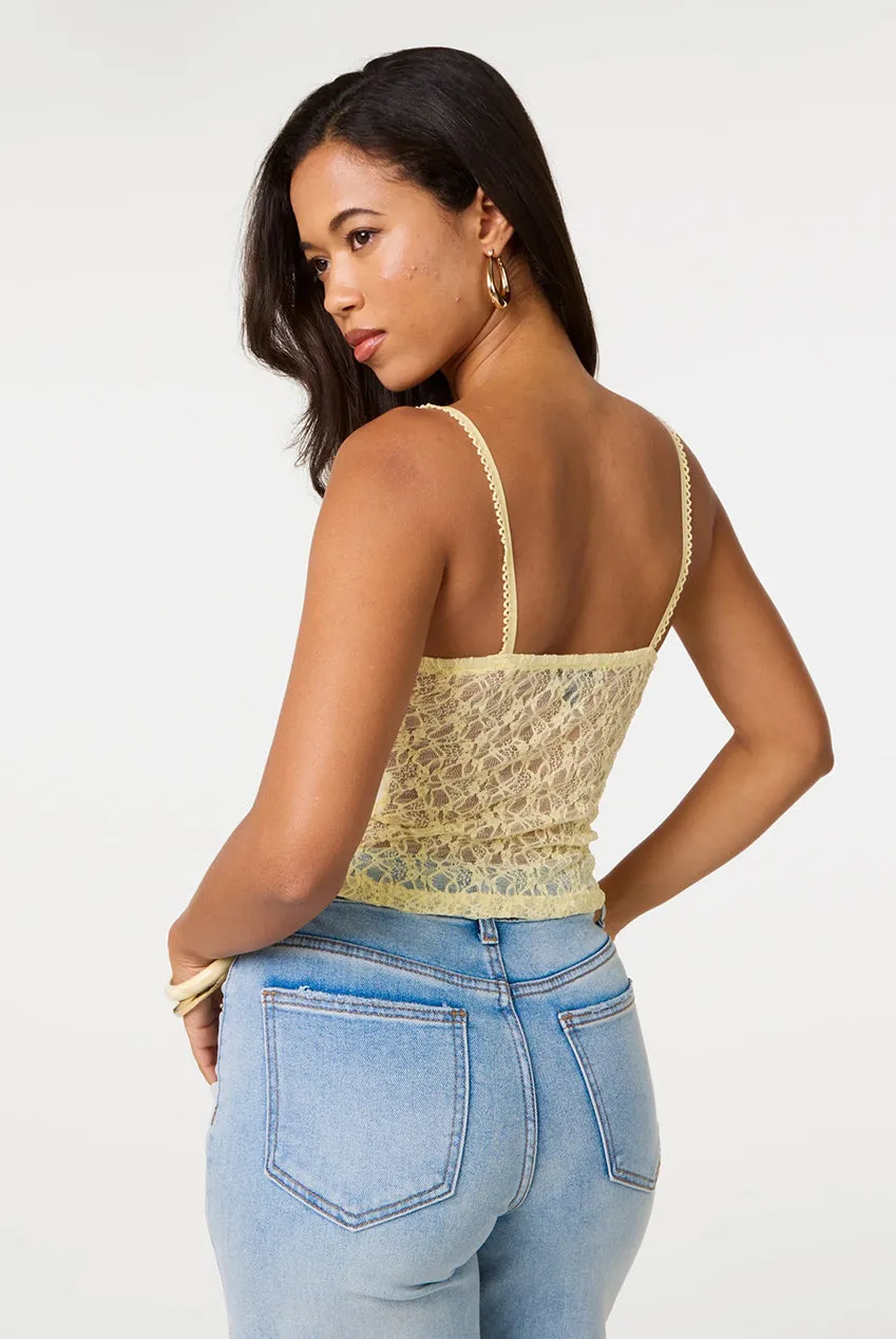 Pink Vanilla top limone L in pizzo con spalline