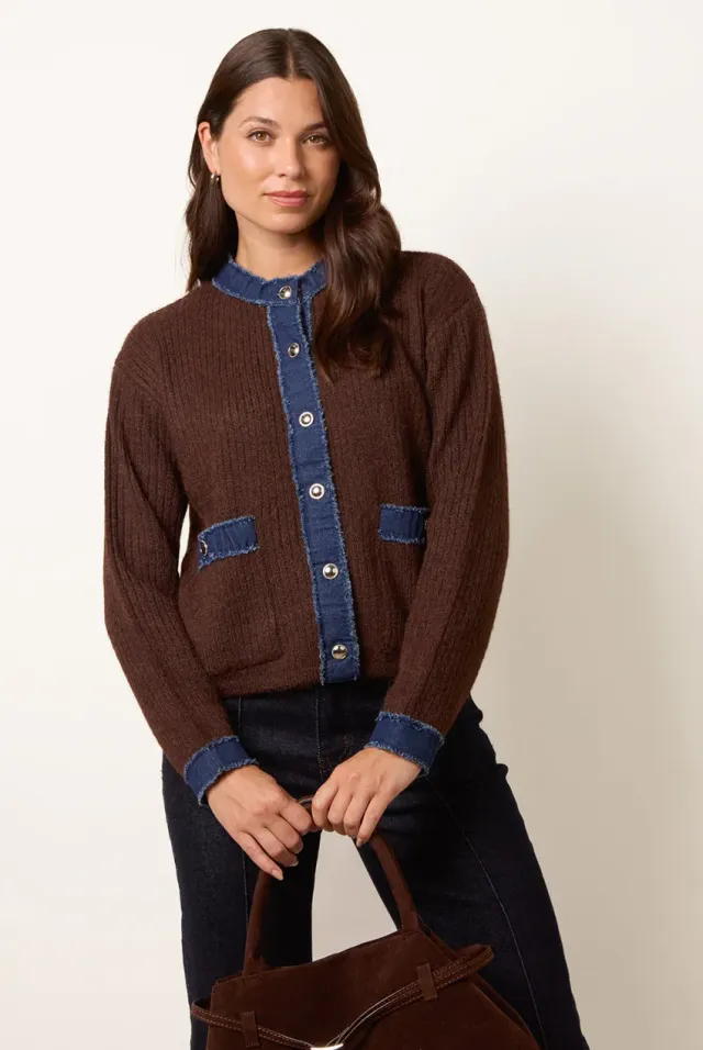 Blue Vanilla Denim Mix cardigan cioccolato denim
