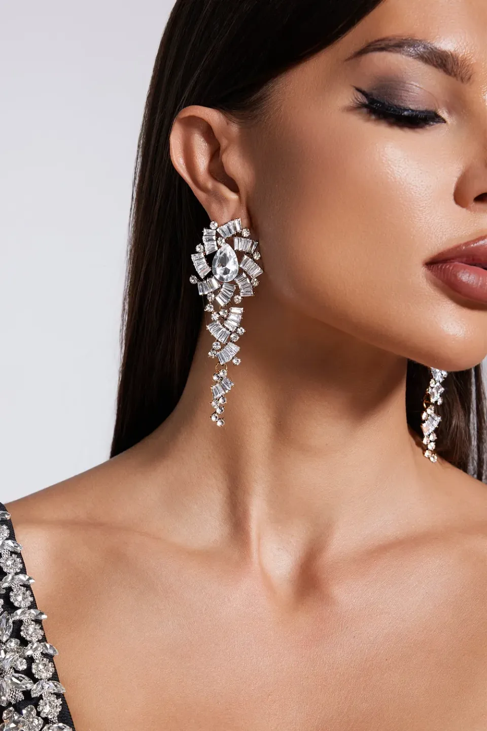 Bella Barnett Lureen Diamante Flower orecchini argento