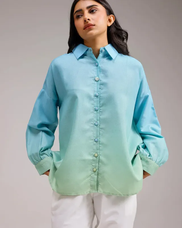 Our Dve Saanjh Sea Mist Shirt camicia menta sfumata