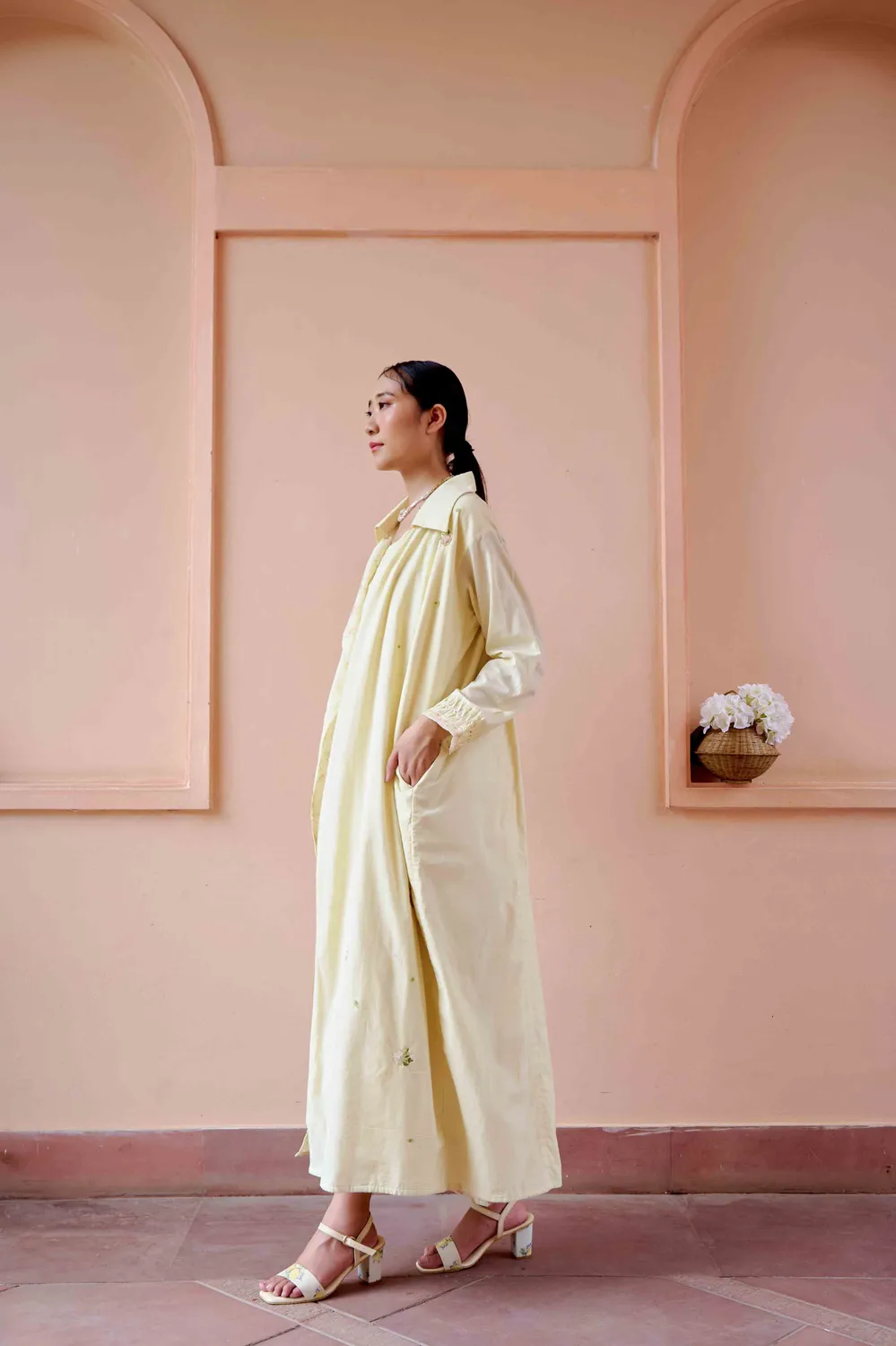 Our Dve Clara abito e giacca Yellow cotone regular fit