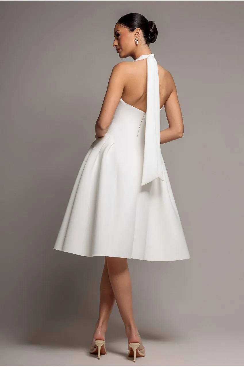 Goddiva DR5107 Abito Midi Corsetto Bianco Halter