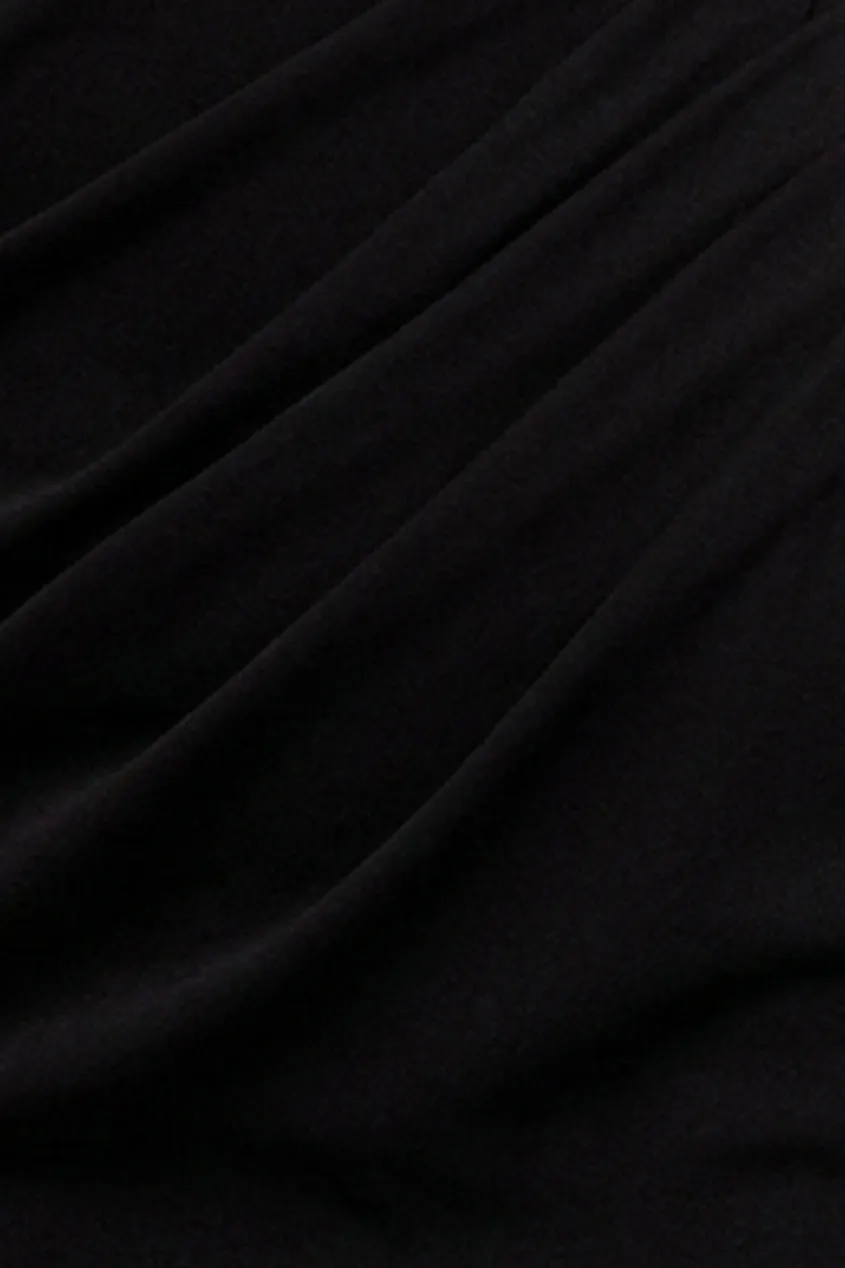 Goddiva abito lungo spalle scoperte nero scuba con spacco