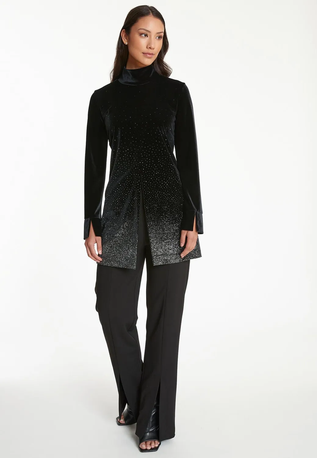 Ana Alcazar Tahana top velluto nero glitter
