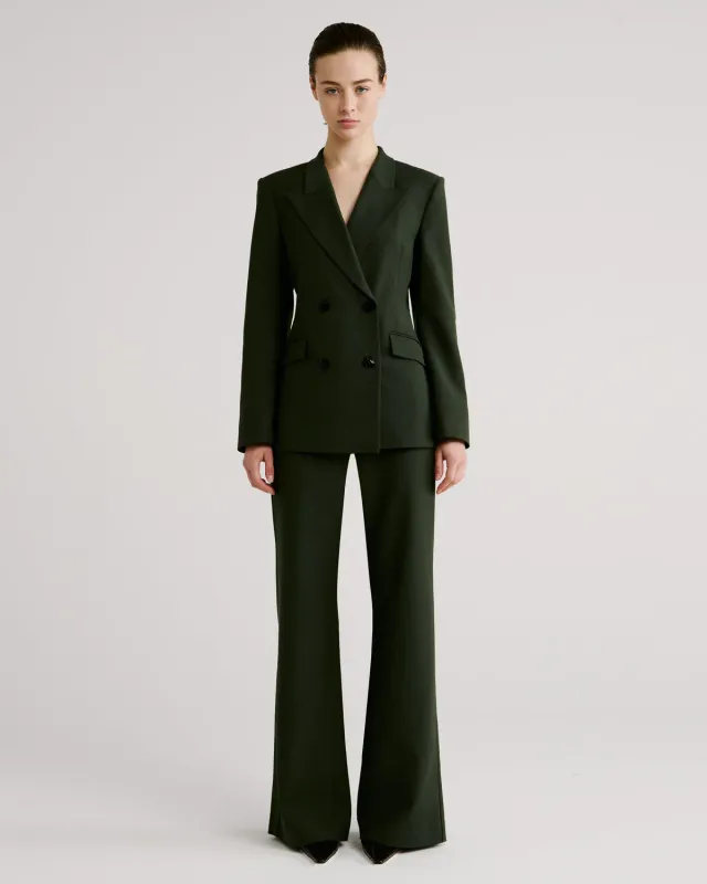 Violante Nessi Sir blazer verde lana crepe doppiopetto