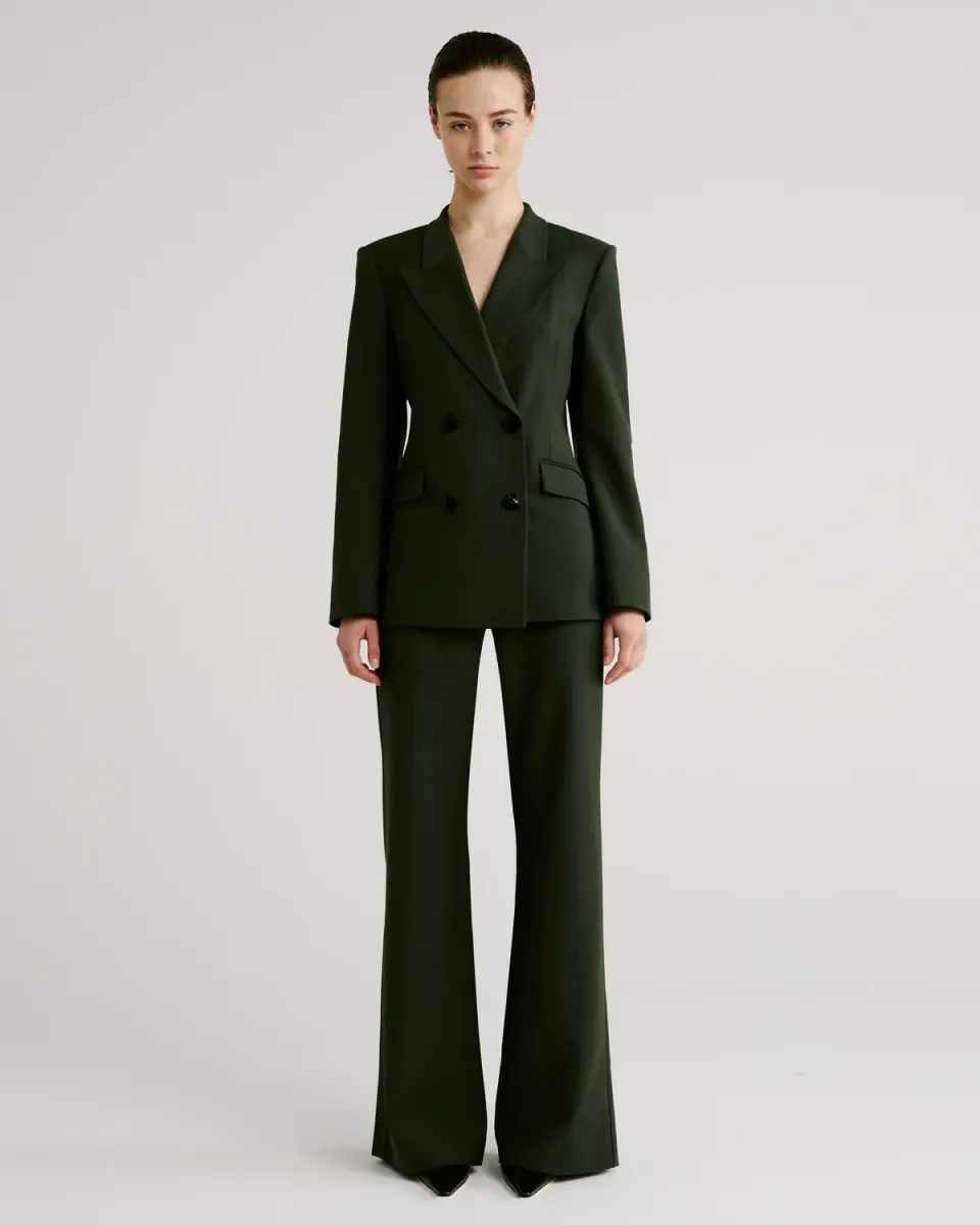 Violante Nessi Sir blazer verde lana crepe doppiopetto