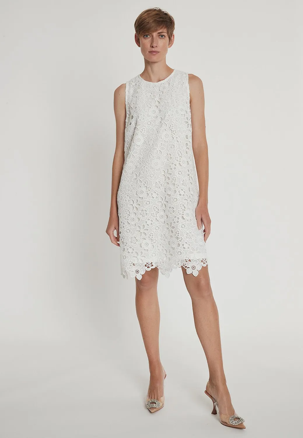 Ana Alcazar Lady abito pizzo floreale svasato