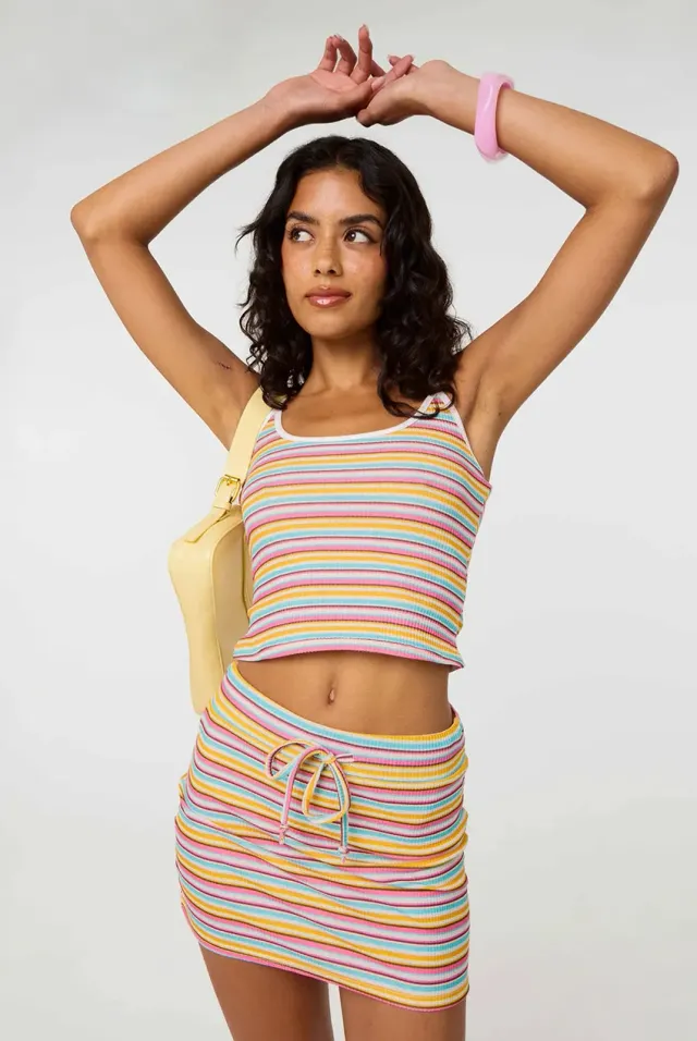 Pink Vanilla Multi Stripe top multicolor spalline sottili