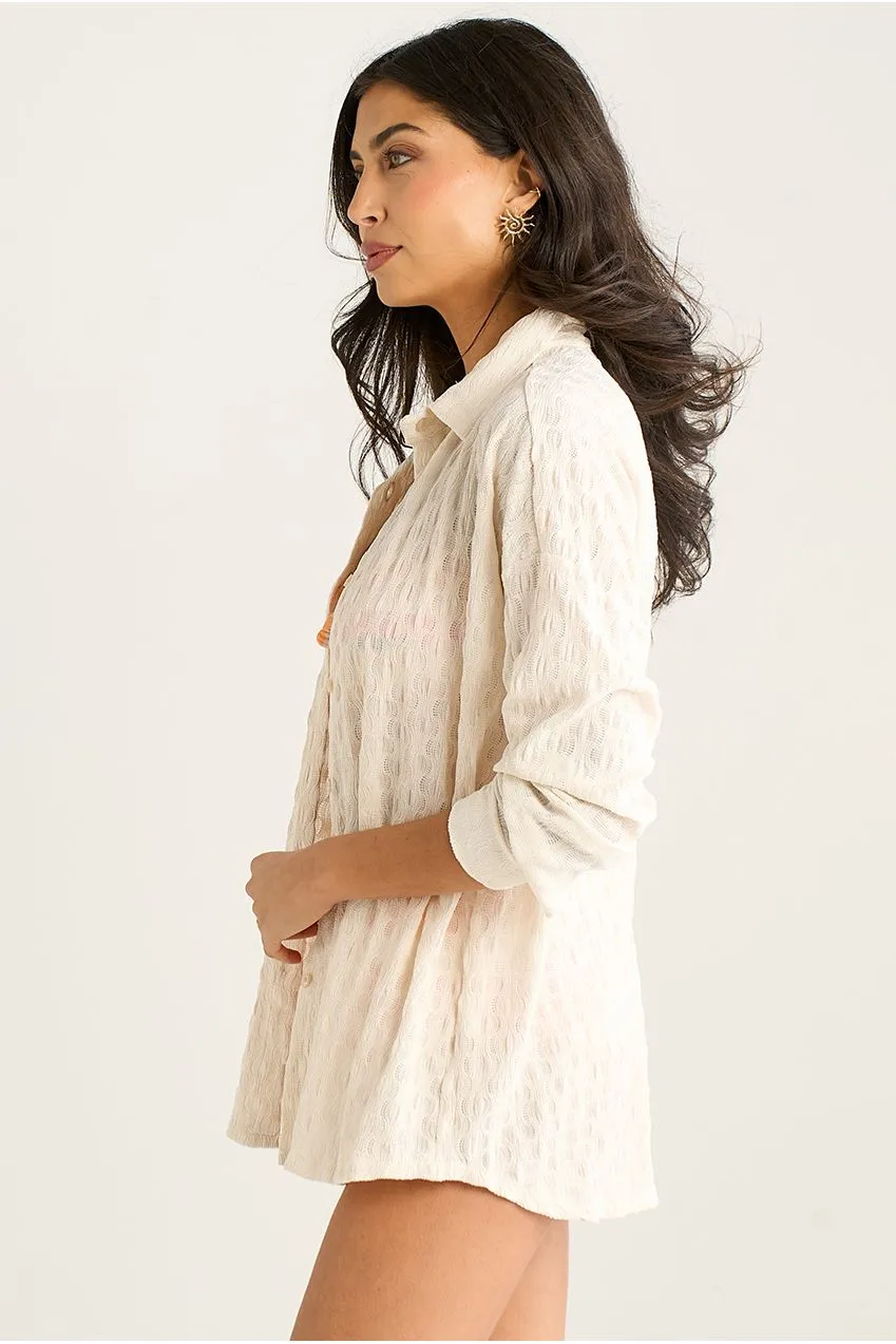Gini London IT1480B camicia beige oversize manica lunga