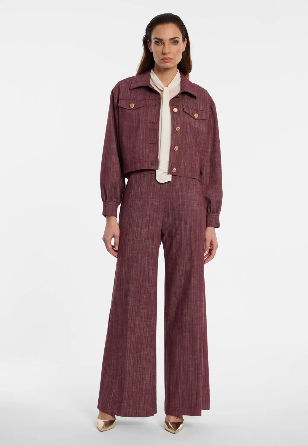 Ana Alcazar Enlisary giacca jeans corta bordeaux