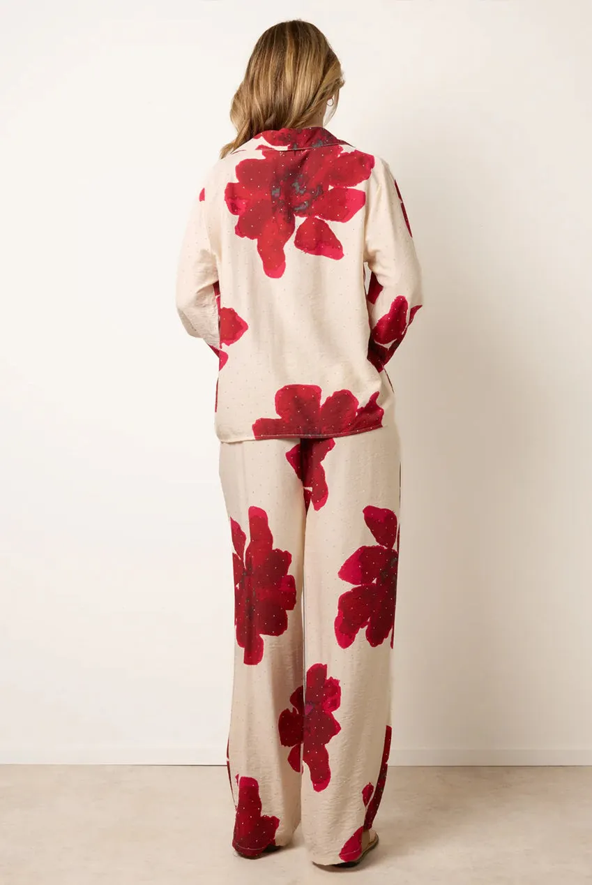 Blue Vanilla Floral Print Set coordinato rosso floreale