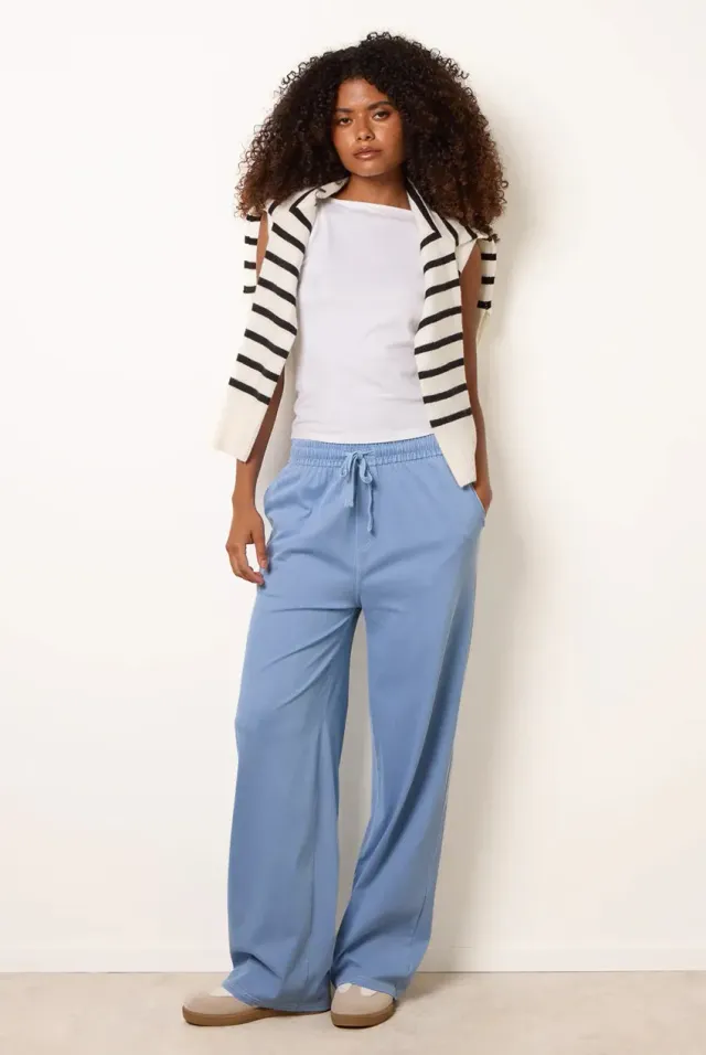 Blue Vanilla Elastic Waist pantaloni blu flare vita elastica