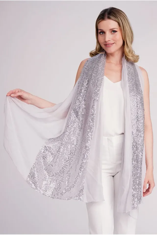 Pia Rossini Chrystal stola argento con paillettes
