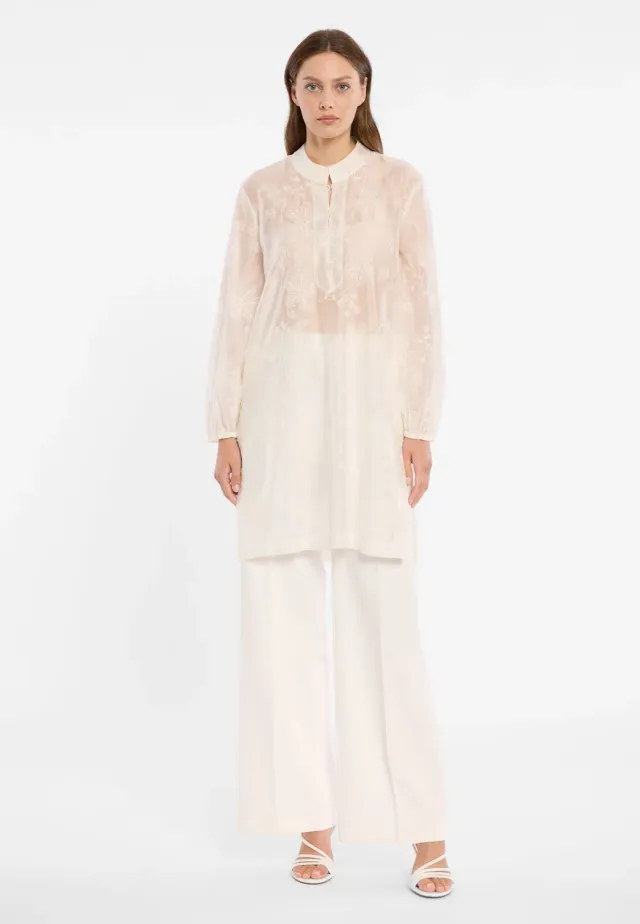 Ana Alcazar Doremia blusa lunga ricamata crema