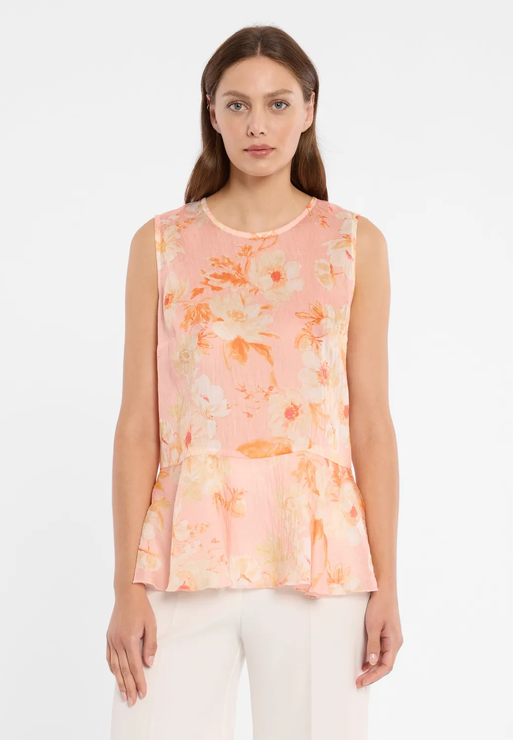Ana Alcazar Dorivay top peplum floreale rosa