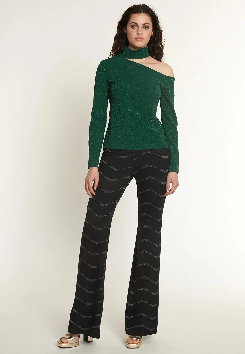 Ana Alcazar Ontony top lurex verde cut-out
