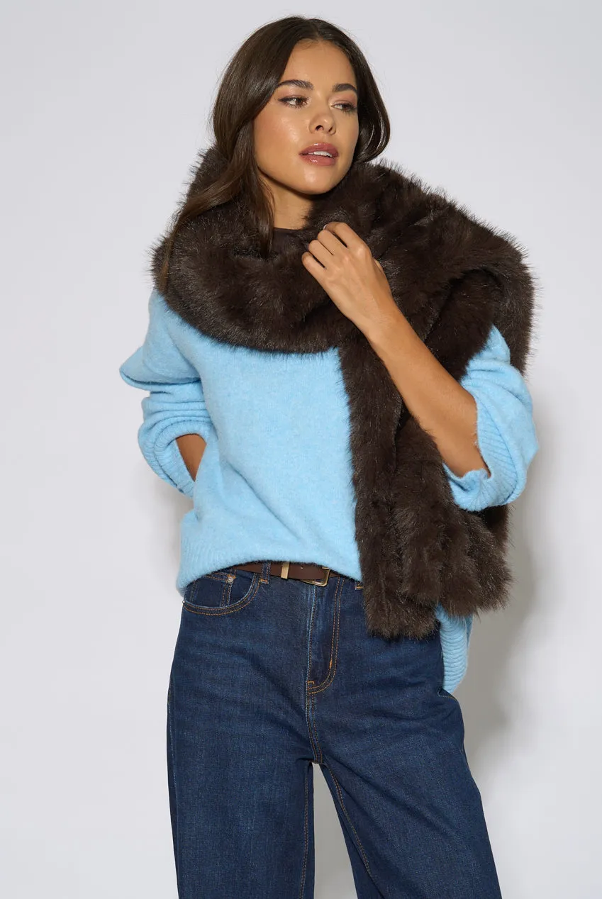 Gini London Tassel sciarpa marrone eco-pelliccia