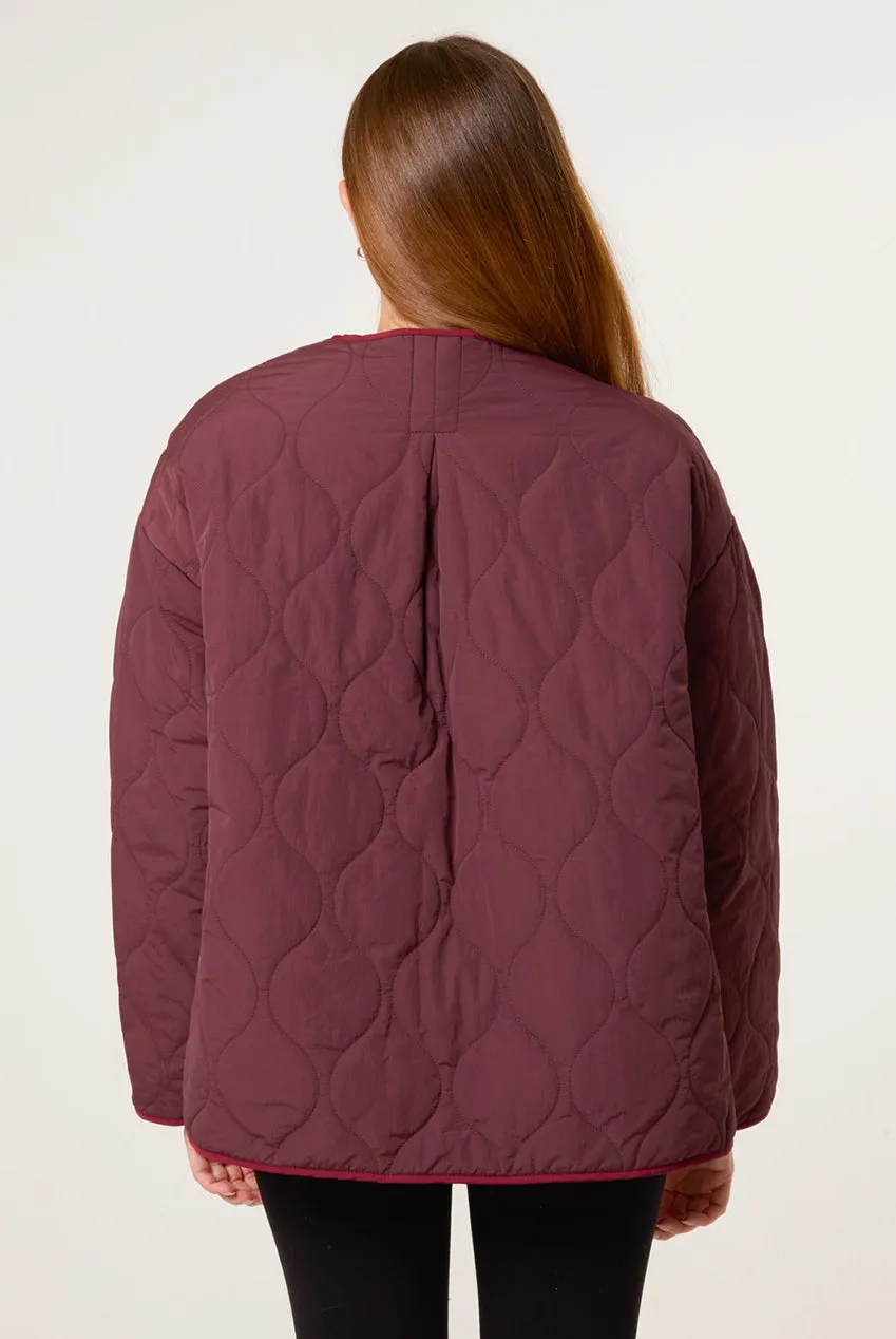 Blue Vanilla Button Front Giacca Trapuntata Vino