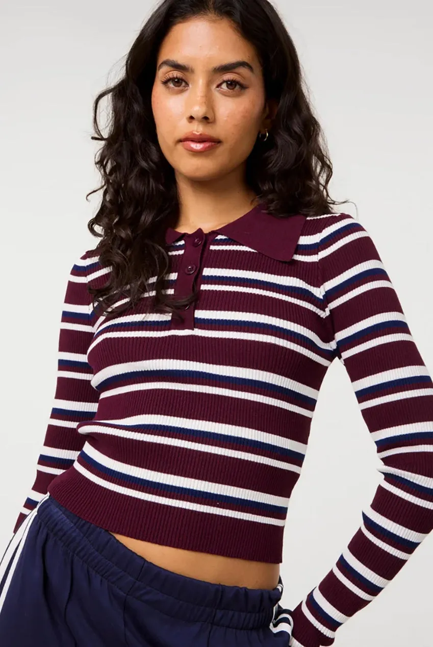 Pink Vanilla Stripe maglione righe vino manica lunga