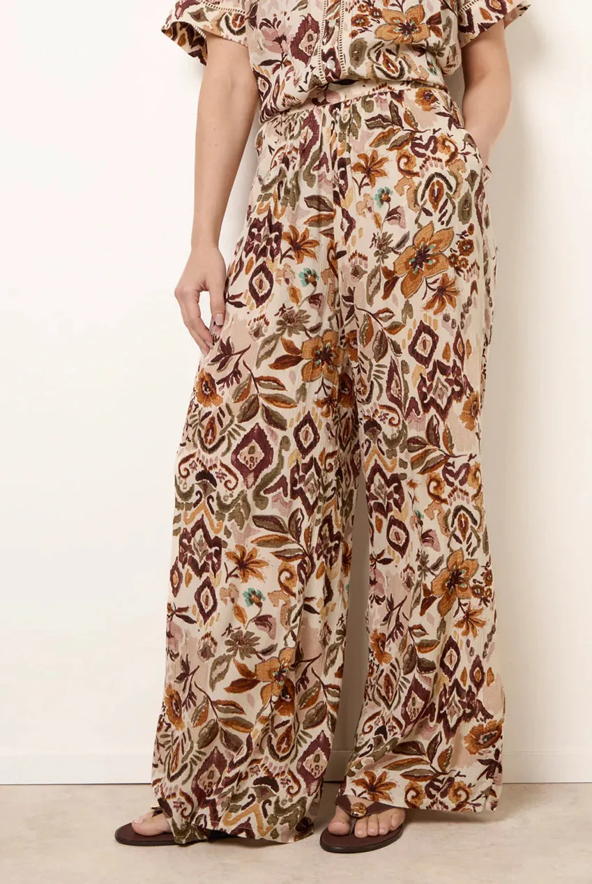 Blue Vanilla Paisley Print pantaloni marrone