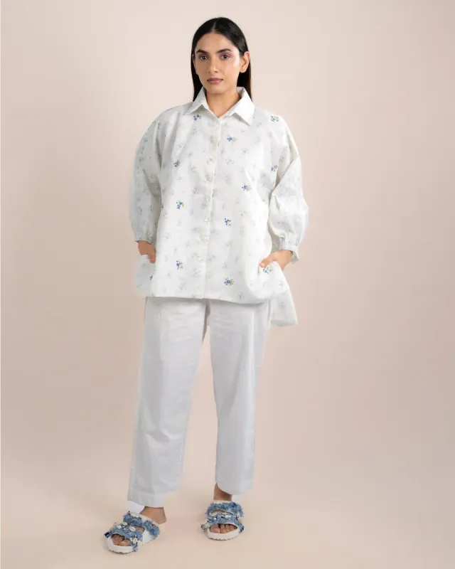 Our Dve Kira camicia blu organza taglia unica