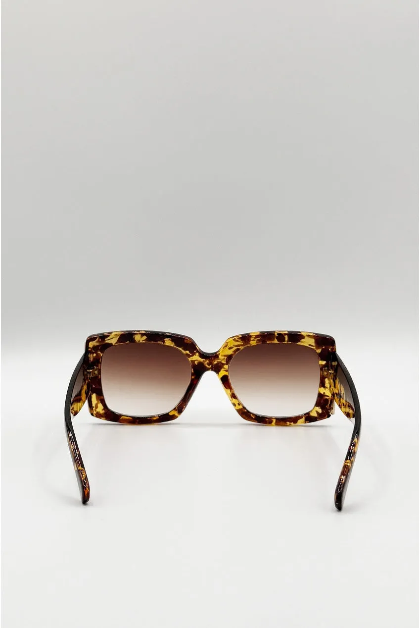 SVNX Oversized Square Occhiali da sole tartarugati UV400
