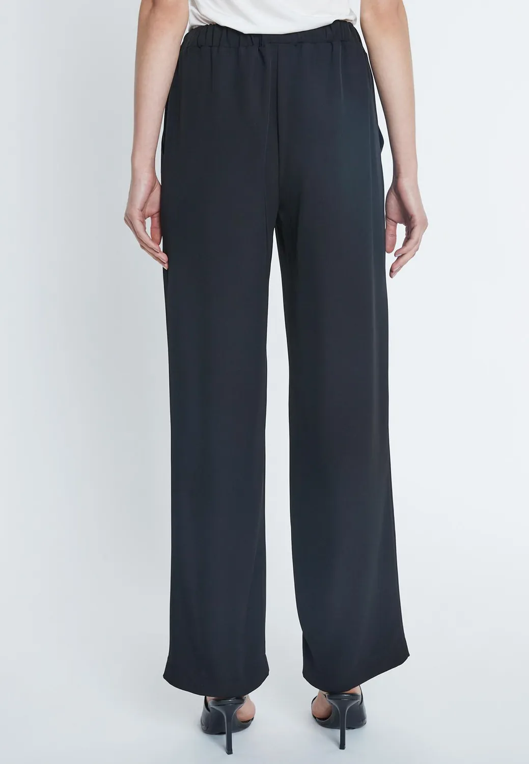 Ana Alcazar Ramera pantaloni neri viscosa leggera