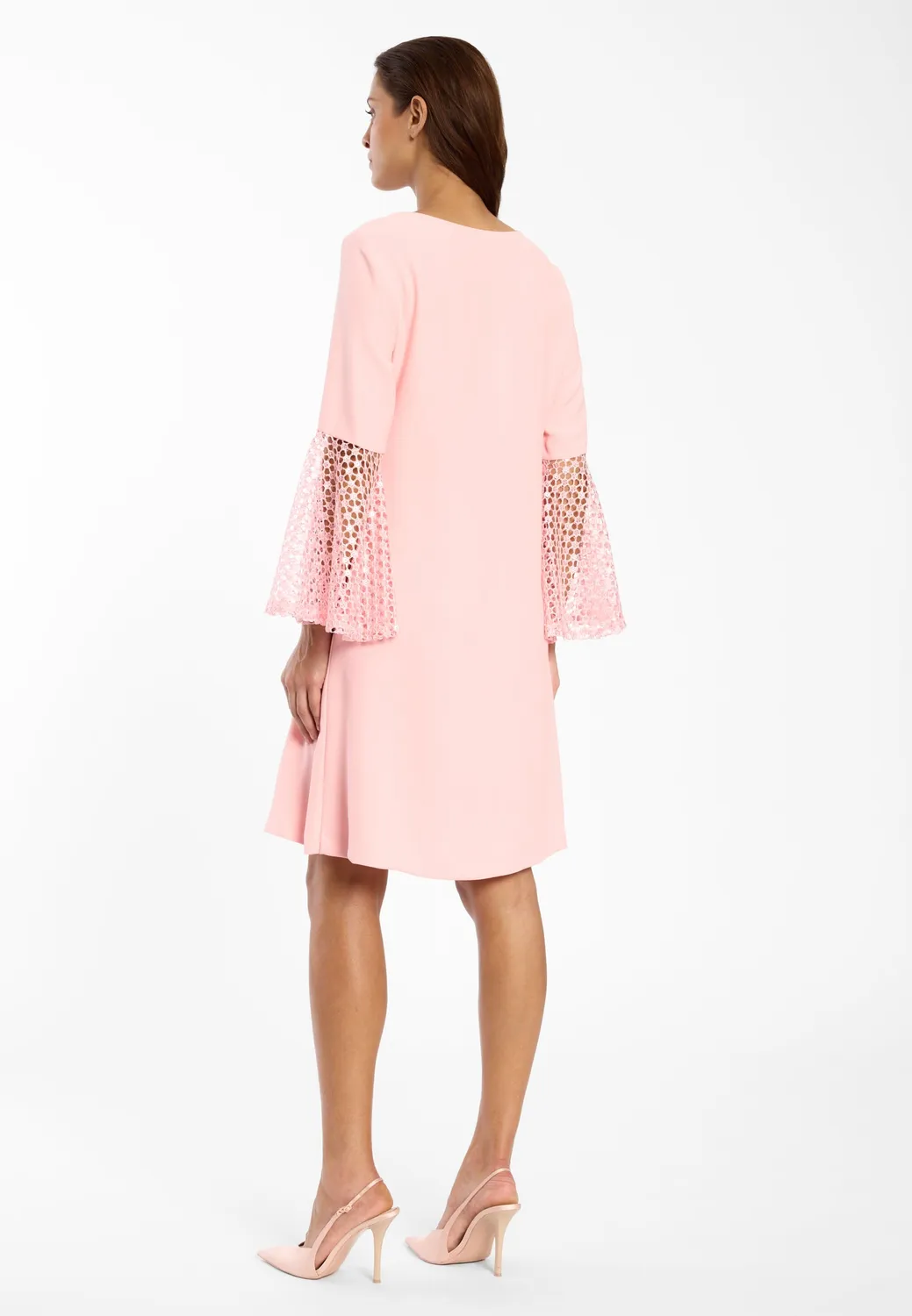 Ana Alcazar Dalya abito tunica rosa pizzo maniche