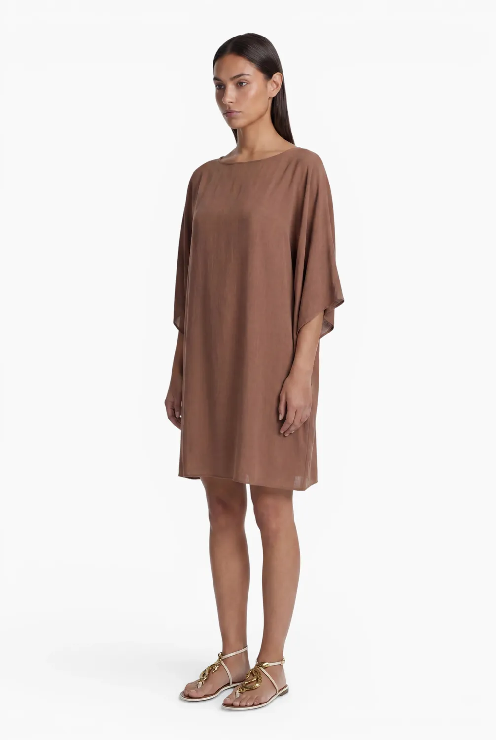Ana Alcazar Dorevia abito caftano cappuccino corto oversize