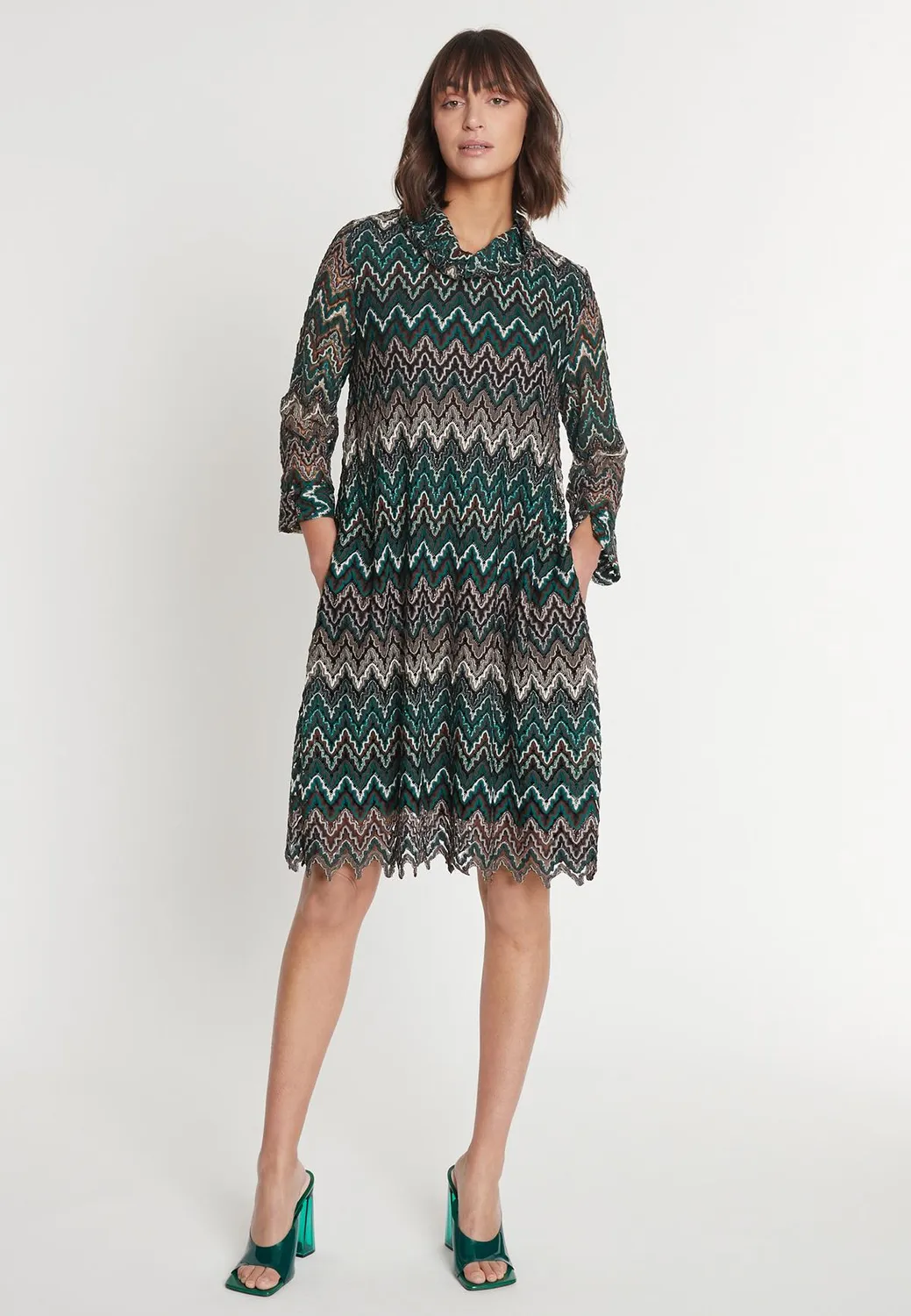 Ana Alcazar Maffa abito maglia zigzag verde