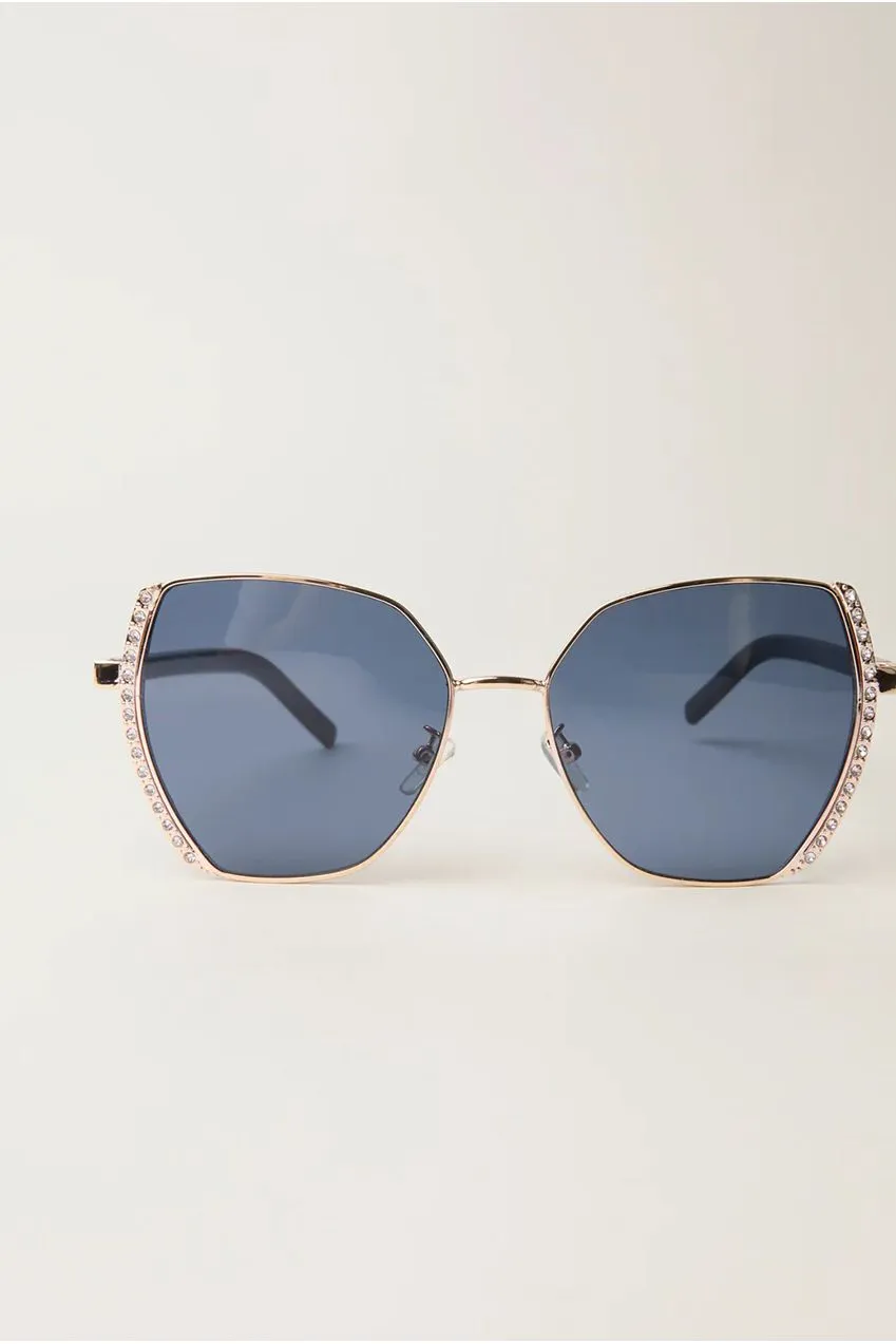 Blue Vanilla Gold Side Frame occhiali da sole oro oversize