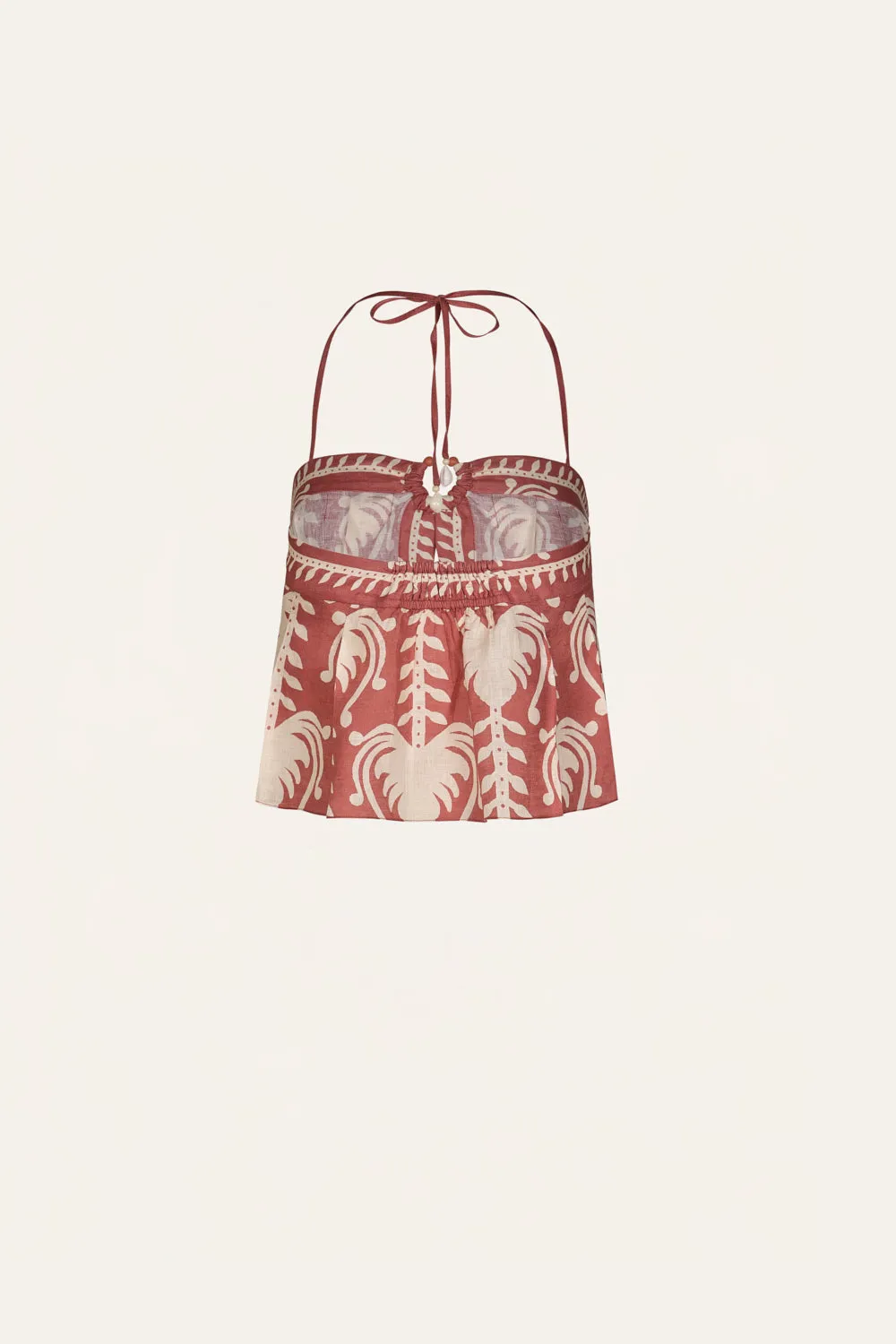 Johanna Ortiz Oceanic Top top lino marsala crop