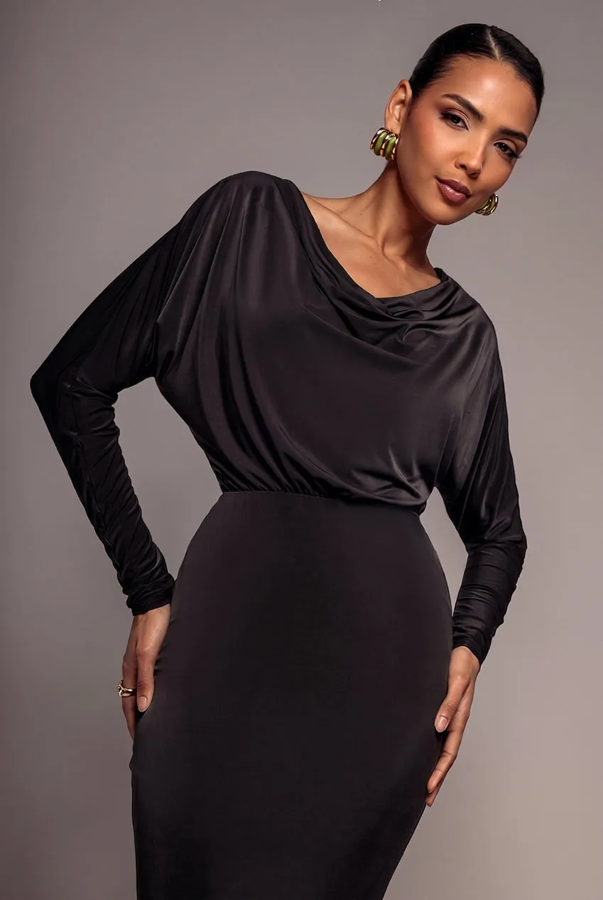 Goddiva Reversible Blouson abito maxi nero scollo reversibile