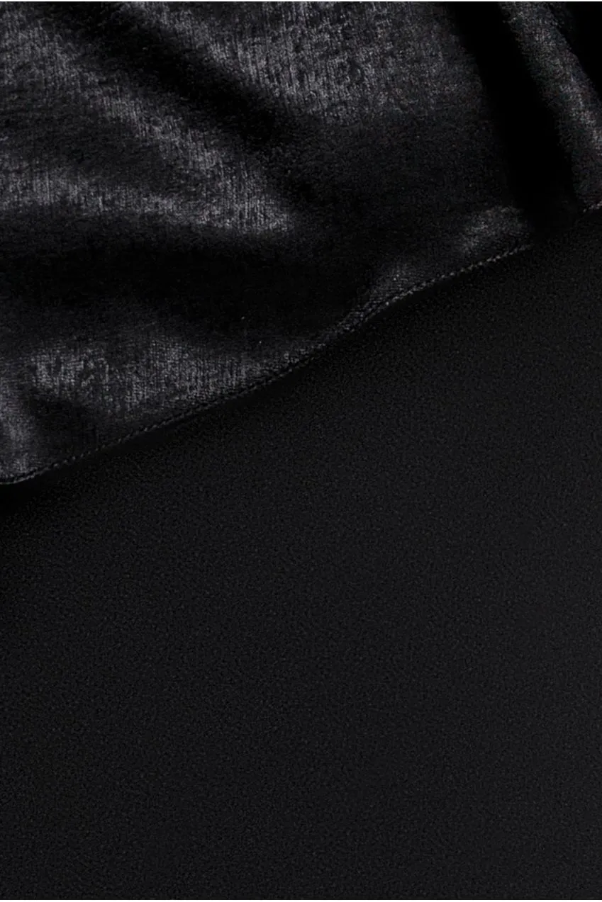 Goddiva Cape Sleeve abito satin nero maxi