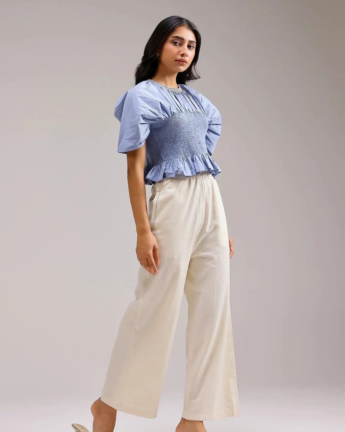 Our Dve Peplum Top smock azzurro taglia unica