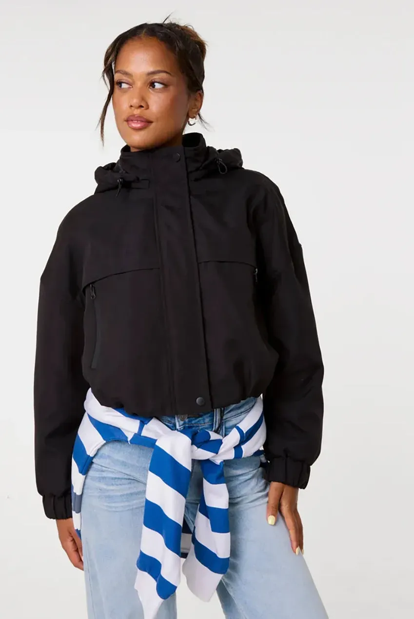 Pink Vanilla Hooded Padded giacca imbottita nera corta