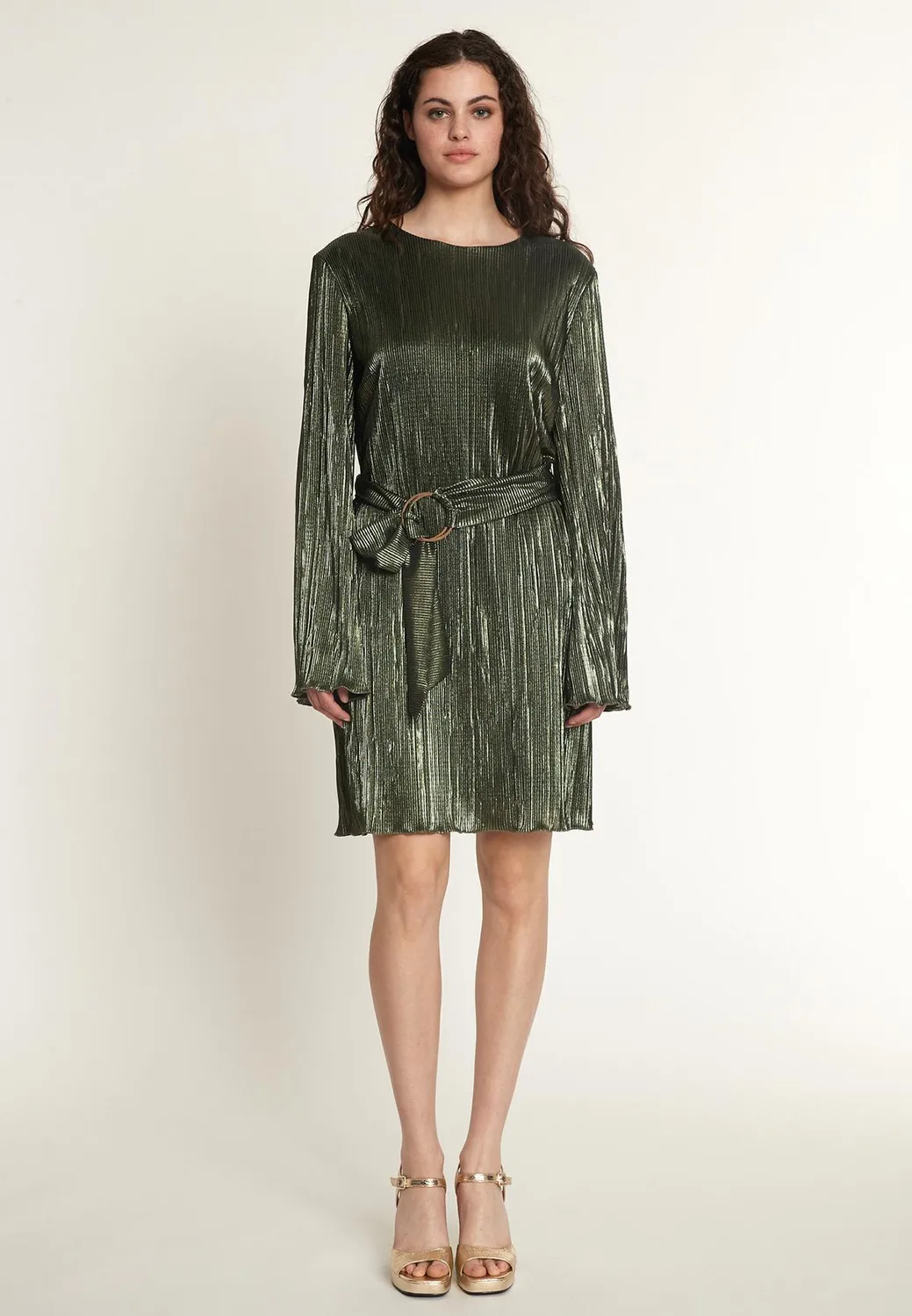 Ana Alcazar Ogaba vestito plissettato verde oliva